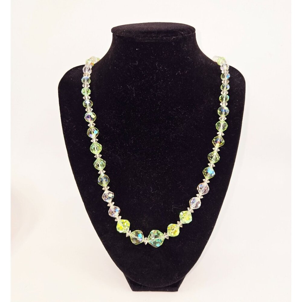 Stunning Laguna Aurora Borealist Green, clear graduated crystal necklace